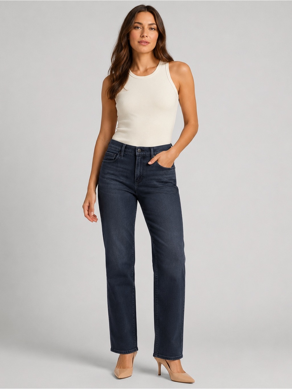 PAIGE Women’s Size 34 Dark Wash Slim Straight Leg Jeans Stretch Denim